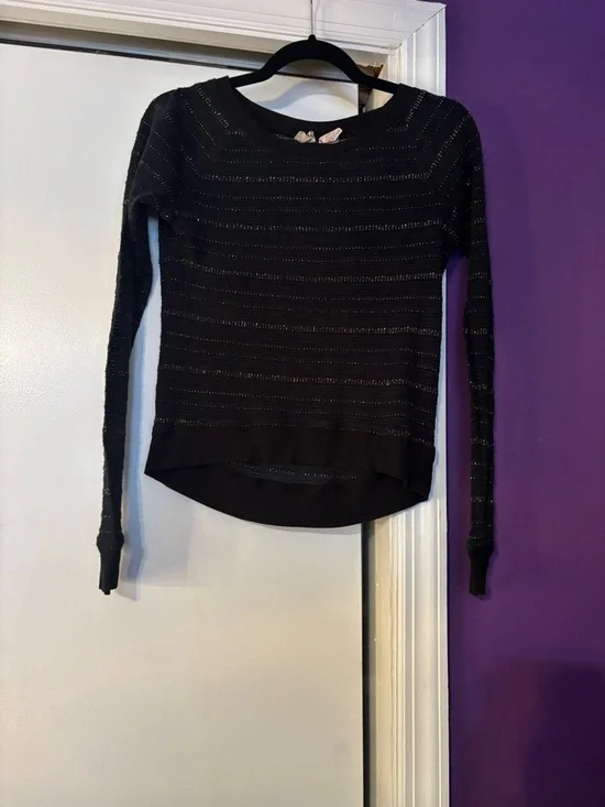 Y2K Mudd Black Knit Sweater with Metallic GoldThread Party Spring - Picture 1 of 7